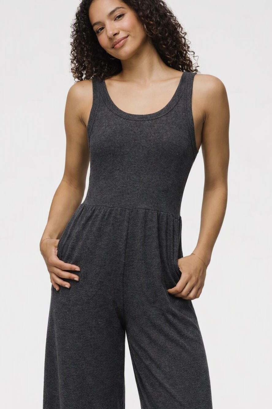 prAna Women's Cozy Up Bayjour Jumpsuit Charcoal Heather Large Romper